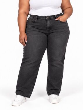 Lee Platinum Label Jeans Size 18W Medium Black Denim Relaxed Fit Straight Leg